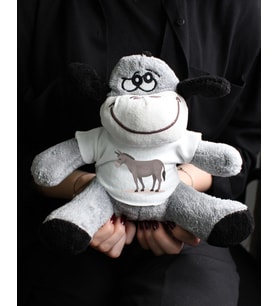 Eşek Baskılı Tişörtlü Peluş Eşek 22cm - Özür Hediyesi Oyuncak Peluş (Gri)