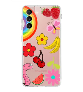 PrintiFy Samsung Galaxy S21 ile Uyumlu 1mm Slim Fit Water Color 5 Baskılı Şeffaf  Kılıf