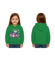 Unisex Baskılı Çocuk Swaetshirt Kapüşonlu 3 İplik Şardonlu Kuromi baskılı (Yeşil)