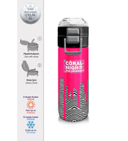 Coral High Kız Çocuk 500 ml Okul ve Günlük Paslanmaz Çelik Termos - Pembe Siyah Beyaz Desenli - Sızdırmaz