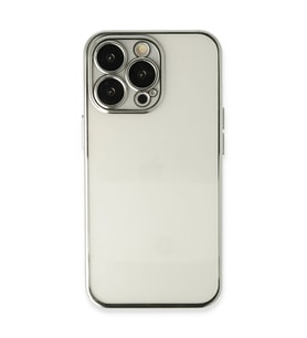 iPhone 14 Pro Max Kılıf Kamera Korumalı Lensli Silikon - Gümüş