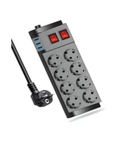 4000W, 16A, Akım Korumalı Priz 8XPRİZ, 3XUSB, 2mt Kablo, Çoklayıcı