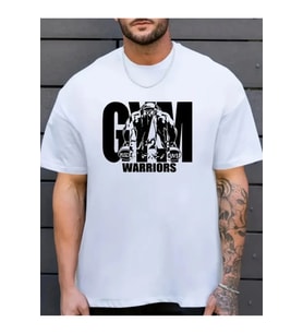Erkek Baskılı Bisiklet Yaka Erkek T-shirt - Beyaz