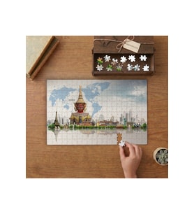 Dünya Harikaları - Dünya Simgeleri Tasarımı 240 parça Ahşap Puzzle Ahşap Kutuda MP08199