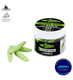 Yüzen Silikon Kurt - Glow Alabalık Yemi - 37mm - Sarımsak Kokulu - Küf Yeşili