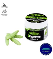 Yüzen Silikon Kurt - Glow Alabalık Yemi - 37mm - Sarımsak Kokulu - Küf Yeşili