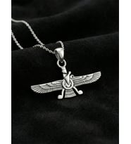 925 Ayar Oksitli Siyah Gümüş Ahura Mazda Unisex Gümüş Kolye