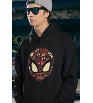 Tasarım Spider-Man Maske Baskılı Unisex Oversize Marvel Hoodie