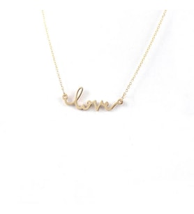 Kişiye Özel 925 Ayar Gümüş Minimal Love Yazılı Kolye (Gold)
