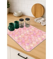 Pembe Fas Desen Microfiber Bulaşık Kurutma Matı MM003