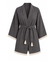 Kimono Müslin 2 Katlı Peştemal Bornoz (Beden L-XL)