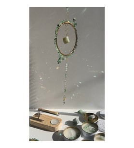Aventurin Sun Catcher 4 - Güneş Tutucu, Güneş Yakalayıcı, Doğal Taşlı, El Yapımı (Yeşil)