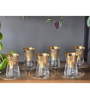 KONYAX VICTORIA MIX GERÇEK ALTIN İŞLEMELİ EL İŞÇİLİĞİ ÇAY SETİ 6 KİŞİLİK