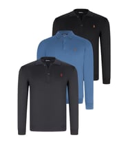 ÜÇLÜ SET V4007 DEWBERRY ERKEK SWEATSHIRT-SİYAH-LACİVERT-İNDİGO