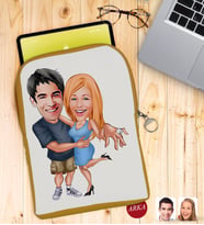 BK Gift Kişiye Özel Sevgililer Karikatürlü Taşınabilir Koruyucu Tablet Kılıfı & Organizer Çanta - Sarı-14