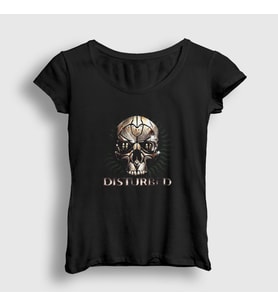 Presmono Kadın Siyah Skull Disturbed T-Shirt 293648tt