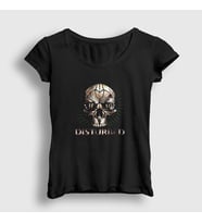 Presmono Kadın Siyah Skull Disturbed T-Shirt 293648tt