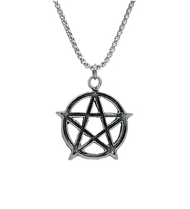 Pentagram Yıldızı Örme Zincir Kolye - Gümüş Kaplama - Erkek Kadın Kolye - No:1576