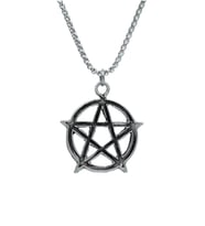 Pentagram Yıldızı Örme Zincir Kolye - Gümüş Kaplama - Erkek Kadın Kolye - No:1576