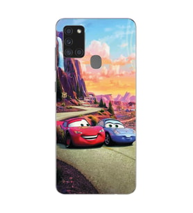 Samsung Galaxy A21S Uyumlu Şimşek Mcqueen Tasarımlı Şeffaf Telefon Kılıfı