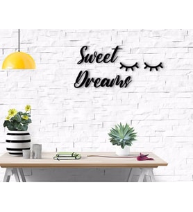 BK Home Sweat Dreams Ahşap Duvar Yazısı (Siyah)
