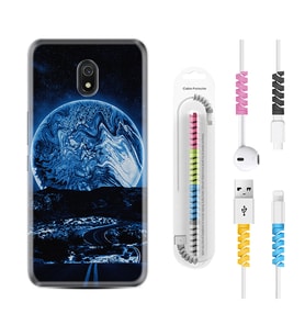 Xiaomi Redmi 8A 8 Pro 9C 9T 10C 11T Pro Kılıf Kablo Koruma Spiral Silikon Mavi Gece 1605