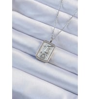 316L Çelik Zincir Gümüş Renk Zirkon Taşlı Çerçeveli Tarot Kolye 5886 - GLST9006-5737