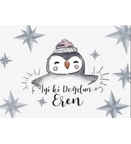 Penguen Temalı Doğum Günü Afişi 35X50 cm