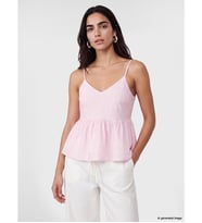 LCW Vision Pembe İp Askılı Brode Peplum Bluz