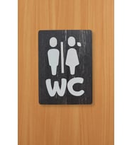 Kadın-Erkek Figürlü WC Yönlendirme Levhası - Ceviz