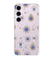 PrintiFy Samsung Galaxy S23 ile Uyumlu Nazar Boncuğu 5  Kamera Korumalı Şeffaf Silikon Kılıf