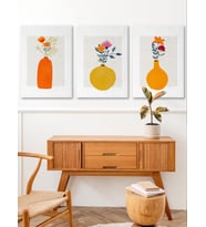 Bohem Kır Çiçekleri Kanvas Duvar Tablosu 3'lü Tablo Seti 40x55cm Minimal Floral Canvas (Karışık)