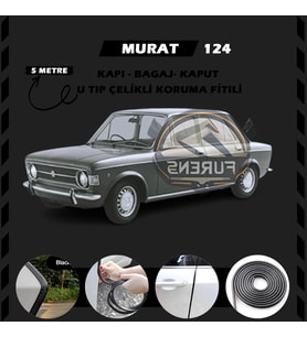 Murat 124 Oto Araç Kapı Koruma Fitili 5metre Parlak Siyah Renk