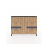 Arges Dolap 12 Raflı 2 Çekmeceli 8 Kapaklı 220x30x163 Antrasit-Çam/Antrasit