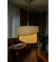 Şık Rattan Model Eğik İkili Avize, Modern ve Ahşap Tarz Dekorasyon