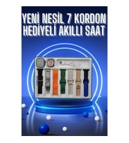 Mey İthalat® Akıllı Saat 7 Kordon Hediyeli Takvim Alarm Nabız Ölçer Bildirim Görme Sesli Görüşme
