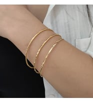 Chavin 3 Adet Gold Çelik Ajda Bilezik Halka Bayan Bileklik ev12sr-3