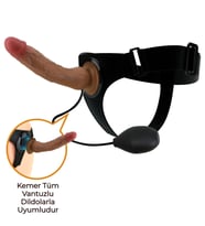 21,5 cm Su Fışkırtmalı Belden Bağlamalı Strapon Penis – Kyton (Koyu Kahverengi)