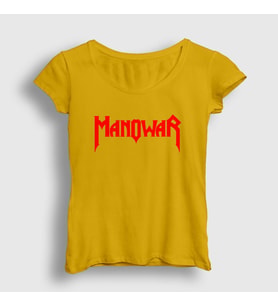 Presmono Kadın Sarı Logo Manowar T-Shirt 63972tt (Sarı)