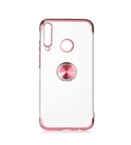 Huawei P40 Lite E Kılıf Kenarları Renkli Yüzüklü Manyetik Silikon (Rose)