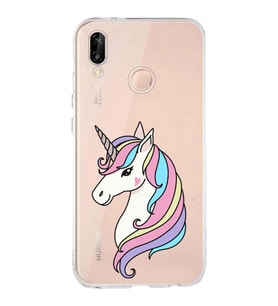 Huawei P20 Lite Uyumlu Kapak Unicorn Tasarımlı Şeffaf Silikon Kılıf