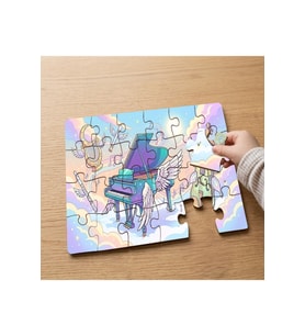 Müzik Yolculuğu - Kanatlı Piyano Tasarımlı 24 Parça Ahşap Çocuk Puzzle