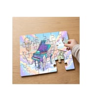 Müzik Yolculuğu - Kanatlı Piyano Tasarımlı 24 Parça Ahşap Çocuk Puzzle