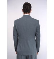 Gümüş Renk Metal Düğmeli Slim Fit Kruvaze Gri Erkek Takım Elbise – Wessi