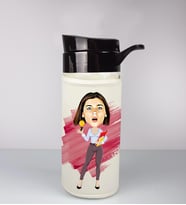 Kişiye Özel Karikatür Tasarım Özel Koruma Kılıflı Cam Matara 96006