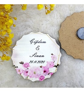 30 Adet Ahşap Nikah Buzdolabı Magnet 09-