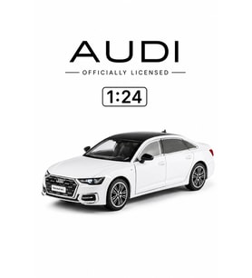 Audi A6L 1:24 Ölçek Döküm Metal Model Araba Sesli Işıklı Çek Bırak Lisanslı Beyaz