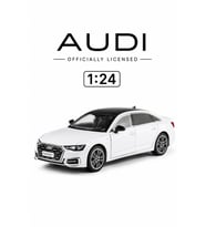 Audi A6L 1:24 Ölçek Döküm Metal Model Araba Sesli Işıklı Çek Bırak Lisanslı Beyaz