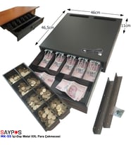 Montaj Askılı İçi-Dışı Full Metal 5 Geniş Banknotluk Ekstra Büyük Para Çekmecesi 46x46,5x11cm