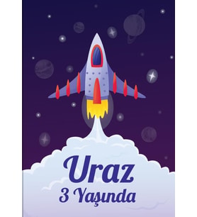 Uzay Temalı Doğum Günü Afişi 35X50 cm